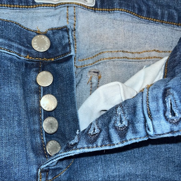 FREE PEOPLE Distressed Button Fly Blue Denim Skinny Jeans 26 - Picture 8 of 15